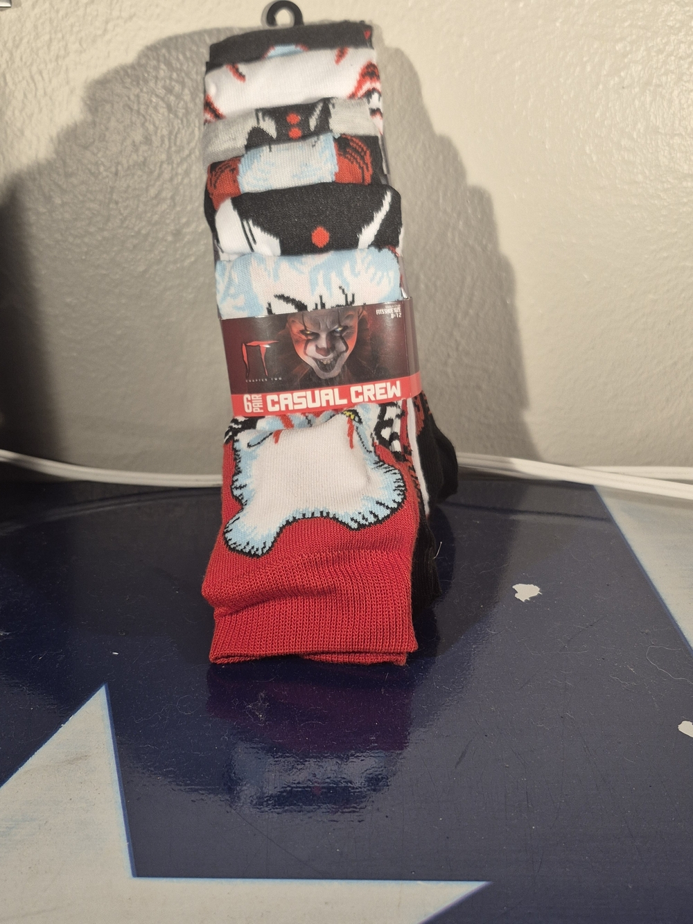 !it jeans Red, Black & Light Blue Graphic Crew Socks (6 Pack)